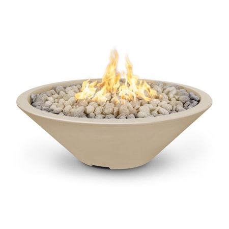 The Outdoor Plus 48 Round Cazo Fire Pit - GFRC Concrete - Vanilla - Plug & Play Electronic Ignition - Natural Gas OPT-CZNL48EKIT-VAN-NG